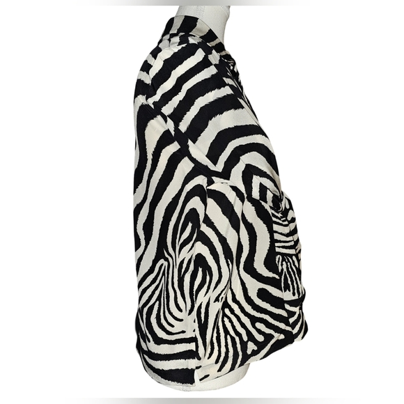 Laurèl by Escada Womens Silk Zebra Animal Print Button Blouse Top Shirt Sz 34/S - Picture 5 of 14